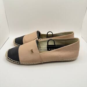 Michael Kors Woman’s Kendrick Leather Espadrille Oyster Black Flats- Size 8